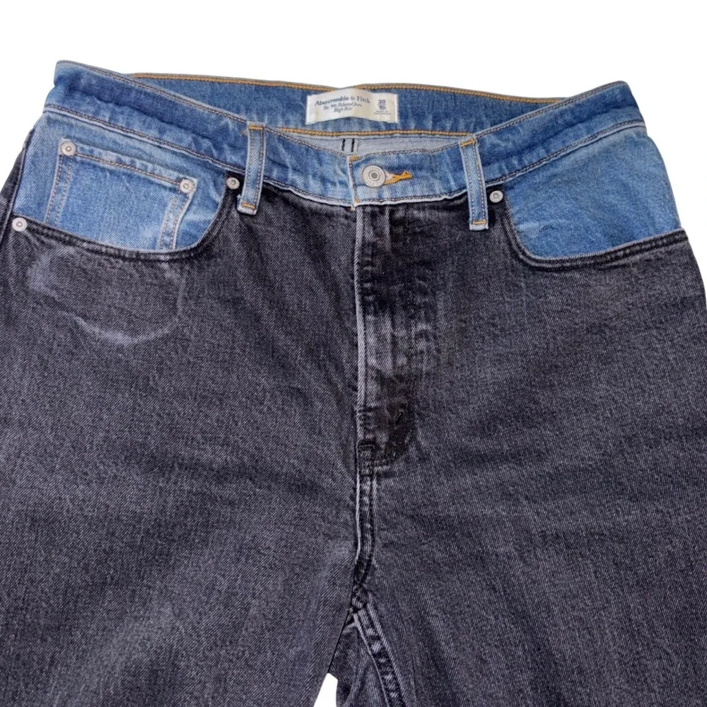Abercrombie 90s Relaxed Jeans 30‎ Short Two Tone Colorblock High Rise Straight